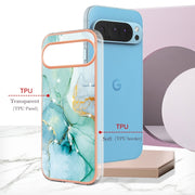 For Google Pixel 9 / 9 Pro Electroplating Marble Dual-side IMD Phone Case(Green 003)