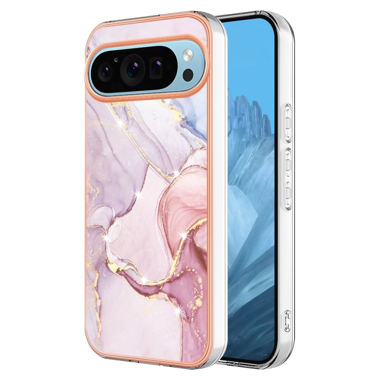 For Google Pixel 9 / 9 Pro Electroplating Marble Dual-side IMD Phone Case(Rose Gold 005) - Google Cases by PMC TechLife | Online Shopping South Africa | PMC TechLife | Buy Now Pay Later Mobicred