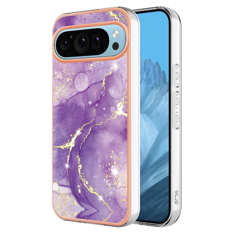 For Google Pixel 9 Pro XL Electroplating Marble Dual-side IMD Phone Case(Purple 002) - Google Cases by PMC TechLife | Online Shopping South Africa | PMC TechLife | Buy Now Pay Later Mobicred