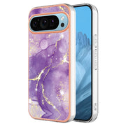For Google Pixel 9 Pro XL Electroplating Marble Dual-side IMD Phone Case(Purple 002)