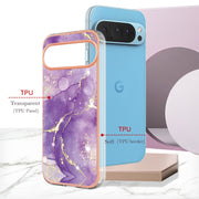 For Google Pixel 9 Pro XL Electroplating Marble Dual-side IMD Phone Case(Purple 002)