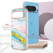 For Google Pixel 9 Pro XL Electroplating Marble Dual-side IMD Phone Case(Green 004)