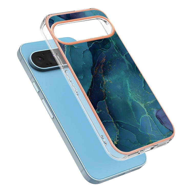 For Google Pixel 9 Pro XL Electroplating Marble Dual-side IMD Phone Case(Green 017) - Google Cases by PMC TechLife | Online Shopping South Africa | PMC TechLife | Buy Now Pay Later Mobicred