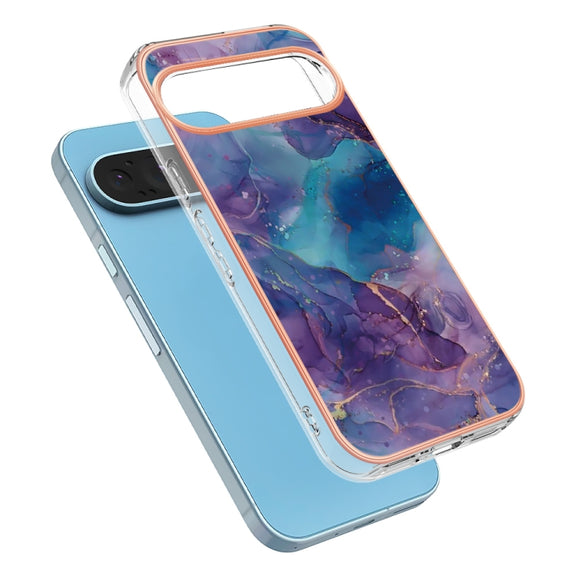For Google Pixel 9 Pro XL Electroplating Marble Dual-side IMD Phone Case(Purple 016)