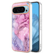 For Google Pixel 9 Pro XL Electroplating Marble Dual-side IMD Phone Case(Pink 013)