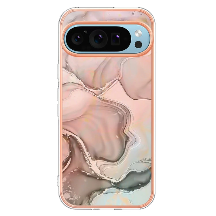 For Google Pixel 9 Pro XL Electroplating Marble Dual-side IMD Phone Case(Rose Gold 015) - Google Cases by PMC TechLife | Online Shopping South Africa | PMC TechLife | Buy Now Pay Later Mobicred