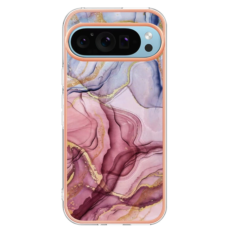 For Google Pixel 9 Pro XL Electroplating Marble Dual-side IMD Phone Case(Rose Red 014) - Google Cases by PMC TechLife | Online Shopping South Africa | PMC TechLife | Buy Now Pay Later Mobicred