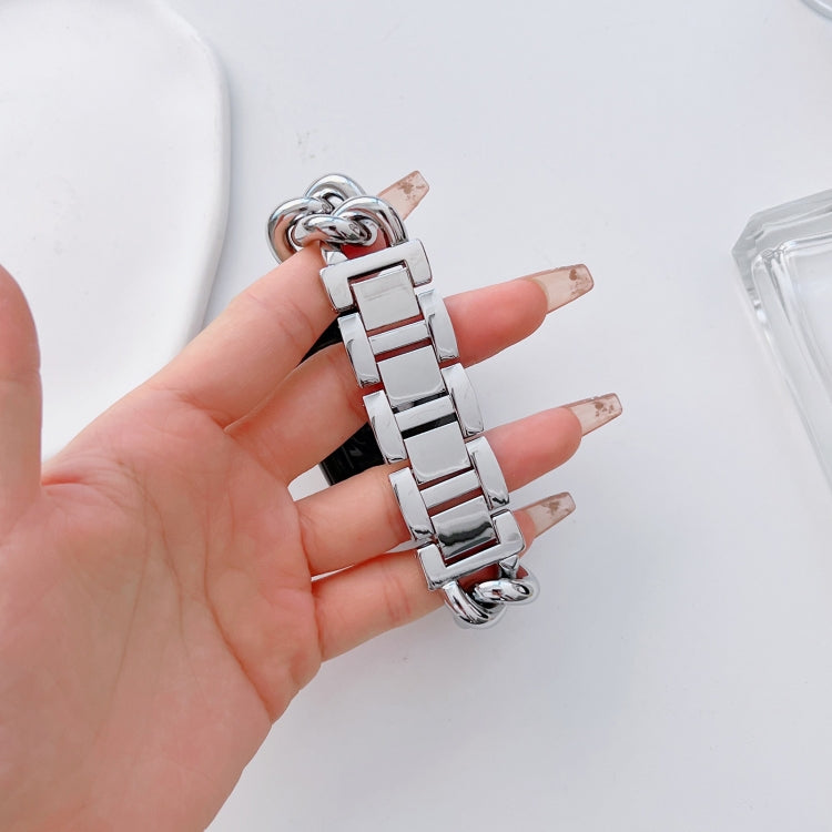 Big Denim Chain Metal Watch Band For Apple Watch SE 2023 44mm(Silver) - free shipping - PMC TechLife - Order now!