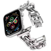 Big Denim Chain Metal Watch Band For Apple Watch 9 45mm(Silver)