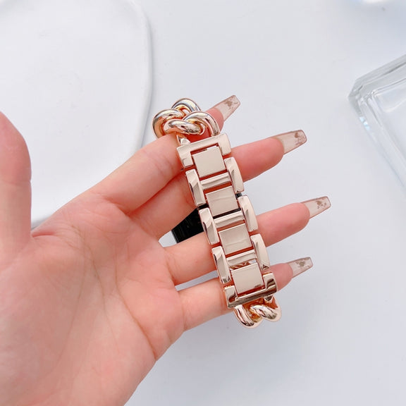 Big Denim Chain Metal Watch Band For Apple Watch 9 41mm(Rose Gold)