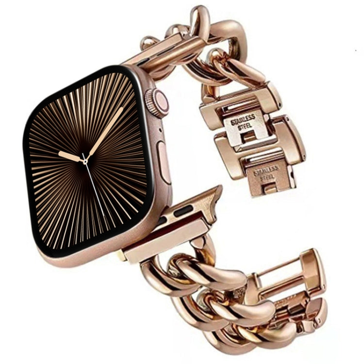 Big Denim Chain Metal Watch Band For Apple Watch Series 10 42mm(Rose Gold) - free shipping - PMC TechLife - Order now!