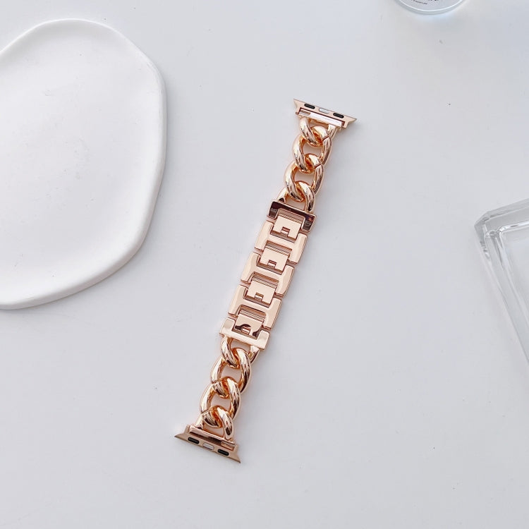 Big Denim Chain Metal Watch Band For Apple Watch Series 10 42mm(Rose Gold) - free shipping - PMC TechLife - Order now!