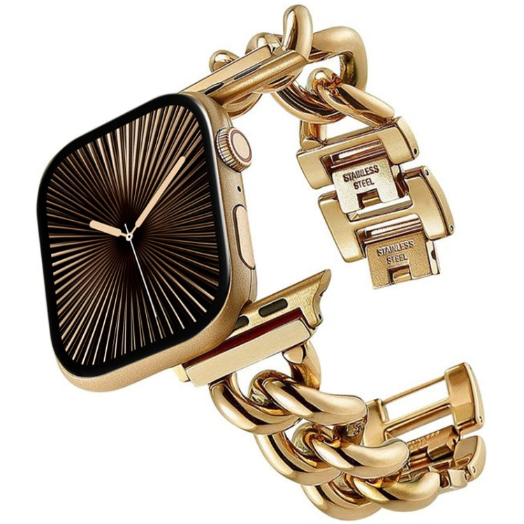 Big Denim Chain Metal Watch Band For Apple Watch Series 10 46mm(Gold) - free shipping - PMC TechLife - Order now!