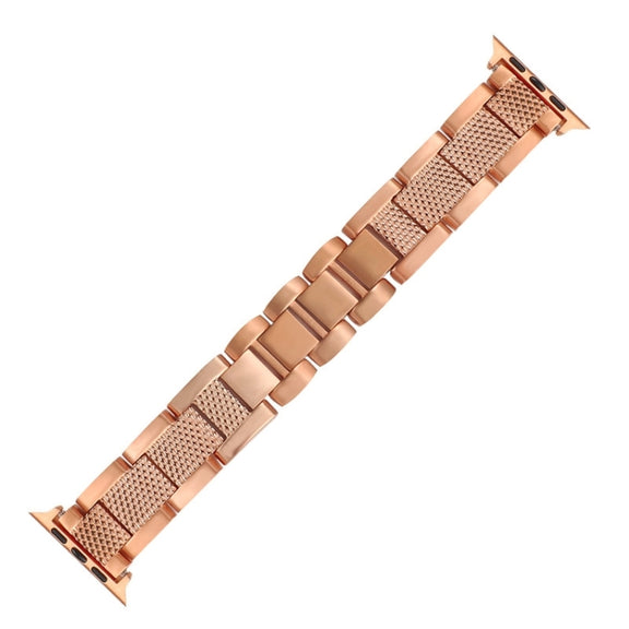 Plaid Metal Watch Band For Apple Watch Series 10 46mm(Rose Gold)