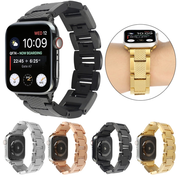 Plaid Metal Watch Band For Apple Watch Series 10 46mm(Rose Gold)