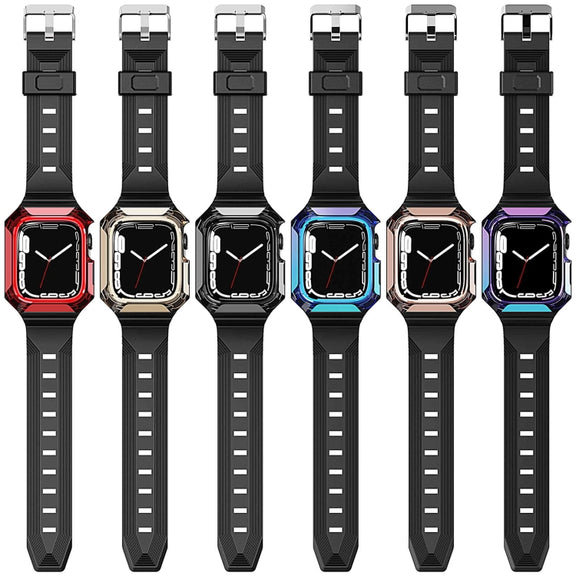 Armor Case Integrated TPU Watch Band For Apple Watch Series 10 42mm(Gold)