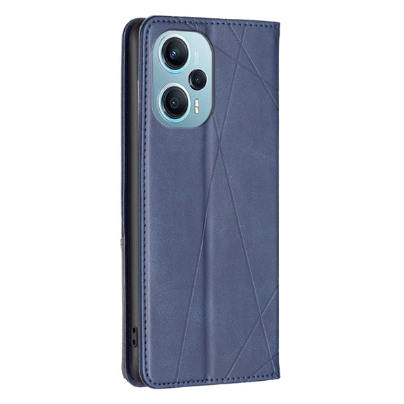 For Xiaomi Poco F5 5G / Redmi Note 12 Turbo Rhombus Texture Magnetic Leather Phone Case(Blue)