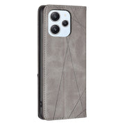 For Xiaomi Redmi 12 4G Rhombus Texture Magnetic Leather Phone Case(Grey)