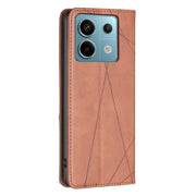 For Xiaomi Redmi Note 13 Pro 5G Rhombus Texture Magnetic Leather Phone Case(Brown)