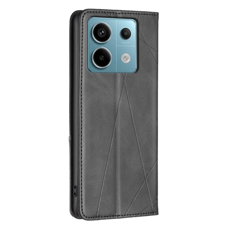 For Xiaomi Redmi Note 13 Pro 5G Rhombus Texture Magnetic Leather Phone Case(Black)