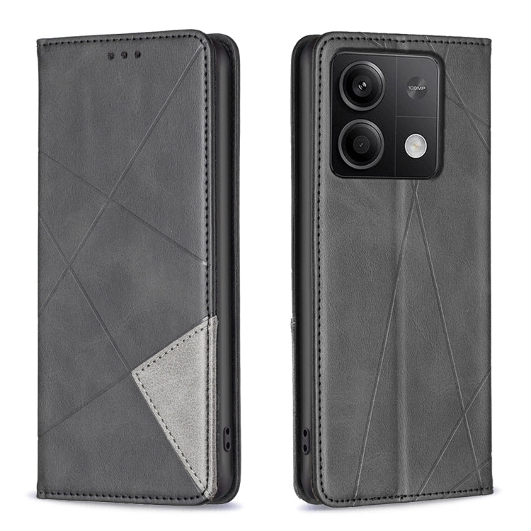 For Xiaomi Redmi Note 13 Rhombus Texture Magnetic Leather Phone Case(Black) - Xiaomi Cases by PMC TechLife | Online Shopping South Africa | PMC TechLife | Buy Now Pay Later Mobicred