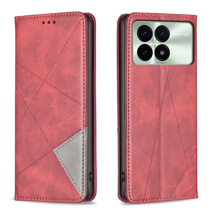 For Xiaomi Redmi K70 / K70 Pro Rhombus Texture Magnetic Leather Phone Case(Red) - free shipping - PMC TechLife - Order now!