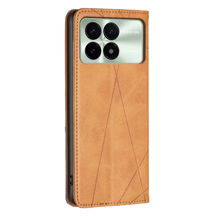 For Xiaomi Redmi K70 / K70 Pro Rhombus Texture Magnetic Leather Phone Case(Yellow) - K70 Pro Cases by PMC TechLife | Online Shopping South Africa | PMC TechLife | Buy Now Pay Later Mobicred