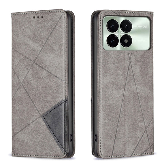 For Xiaomi Redmi K70 / K70 Pro Rhombus Texture Magnetic Leather Phone Case(Grey)
