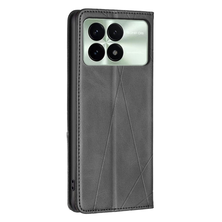 For Xiaomi Redmi K70E Rhombus Texture Magnetic Leather Phone Case(Black) - Xiaomi Cases by PMC TechLife | Online Shopping South Africa | PMC TechLife | Buy Now Pay Later Mobicred