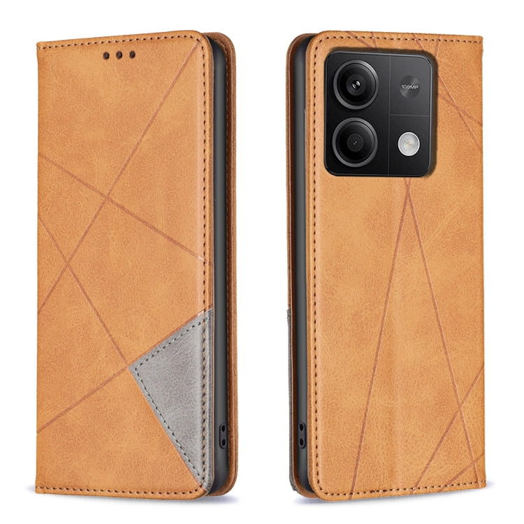 For Xiaomi Redmi Note 13 4G Global Rhombus Texture Magnetic Leather Phone Case(Yellow) - Note 13 Cases by PMC TechLife | Online Shopping South Africa | PMC TechLife | Buy Now Pay Later Mobicred