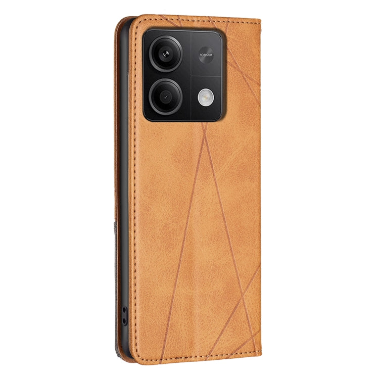 For Xiaomi Redmi Note 13 4G Global Rhombus Texture Magnetic Leather Phone Case(Yellow) - Note 13 Cases by PMC TechLife | Online Shopping South Africa | PMC TechLife | Buy Now Pay Later Mobicred