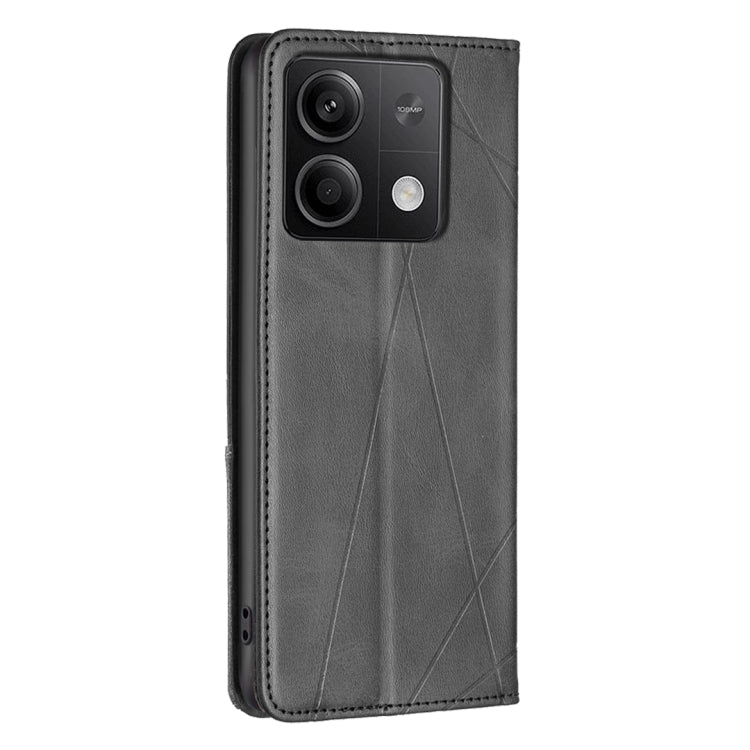 For Xiaomi Redmi Note 13 4G Global Rhombus Texture Magnetic Leather Phone Case(Black) - Note 13 Cases by PMC TechLife | Online Shopping South Africa | PMC TechLife | Buy Now Pay Later Mobicred