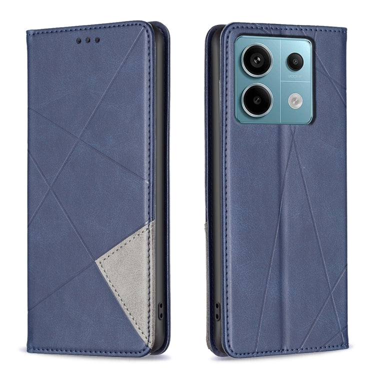 For Xiaomi Poco M6 Pro 4G Rhombus Texture Magnetic Leather Phone Case(Blue) - Xiaomi Cases by PMC TechLife | Online Shopping South Africa | PMC TechLife | Buy Now Pay Later Mobicred