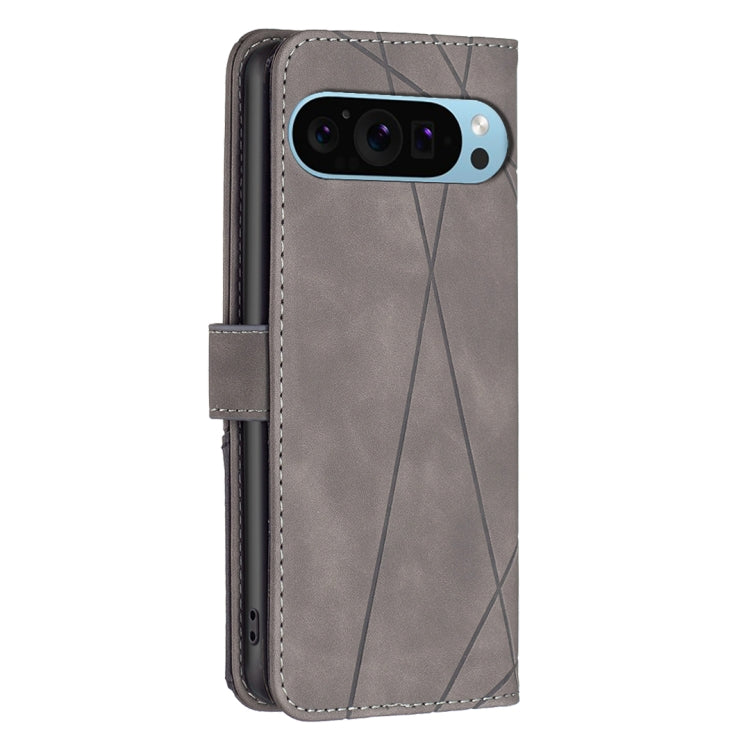 For Google Pixel 9 Magnetic Buckle Rhombus Texture Leather Phone Case(Grey) - Google Cases by PMC TechLife | Online Shopping South Africa | PMC TechLife | Buy Now Pay Later Mobicred