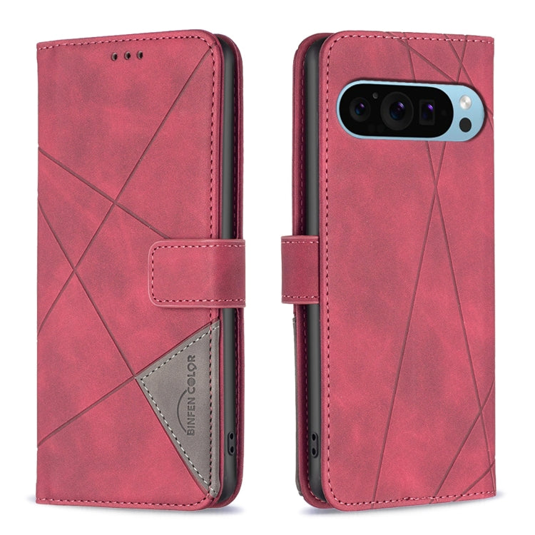 For Google Pixel 9 Pro Magnetic Buckle Rhombus Texture Leather Phone Case(Red) - Google Cases by PMC TechLife | Online Shopping South Africa | PMC TechLife | Buy Now Pay Later Mobicred