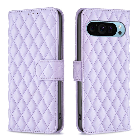 For Google Pixel 9 Diamond Lattice Wallet Leather Flip Phone Case(Purple)