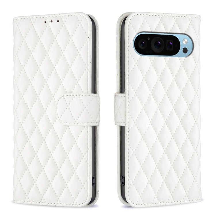 For Google Pixel 9 Diamond Lattice Wallet Leather Flip Phone Case(White) - Google Cases by PMC TechLife | Online Shopping South Africa | PMC TechLife | Buy Now Pay Later Mobicred