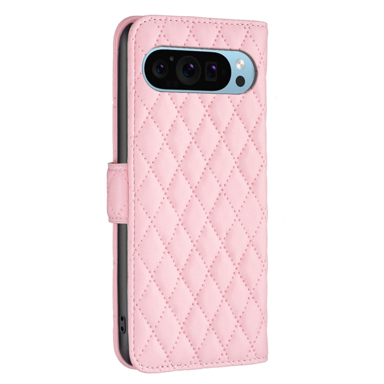 For Google Pixel 9 Pro Diamond Lattice Wallet Leather Flip Phone Case(Pink)
