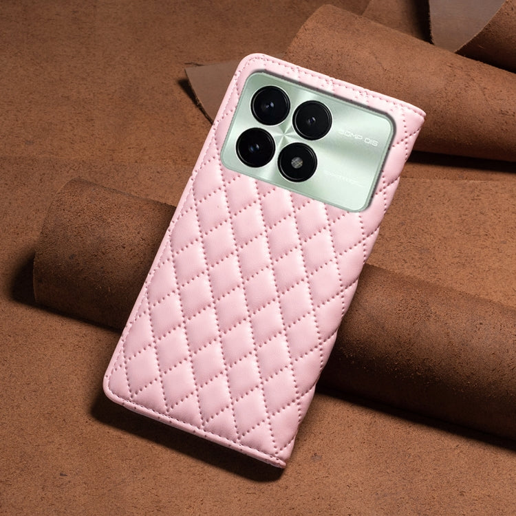 For Xiaomi Redmi K70 / K70 Pro Diamond Lattice Magnetic Leather Flip Phone Case(Pink) - Xiaomi Cases by PMC Jewellery | Online Shopping South Africa | PMC Jewellery | Buy Now Pay Later Mobicred
