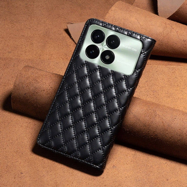 For Xiaomi Redmi K70 / K70 Pro Diamond Lattice Magnetic Leather Flip Phone Case(Black) - Xiaomi Cases by PMC Jewellery | Online Shopping South Africa | PMC Jewellery | Buy Now Pay Later Mobicred