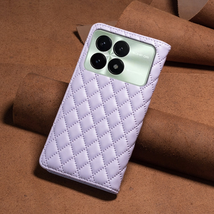 For Xiaomi Redmi K70E Diamond Lattice Magnetic Leather Flip Phone Case(Purple) - K70E Cases by PMC TechLife | Online Shopping South Africa | PMC TechLife