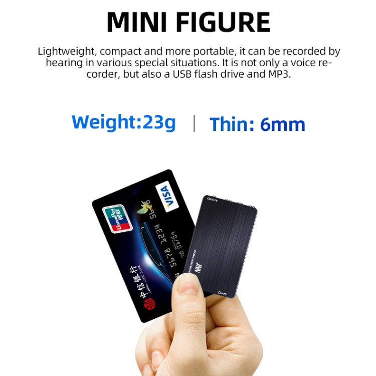 JNN M2 Ultra-thin HD Noise Reduction Intelligent Control Voice Voice Recorder, Capacity:4GB(Black)
