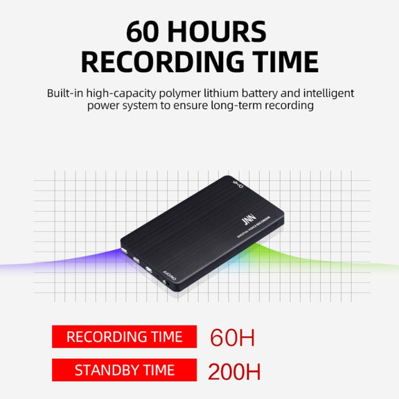 JNN M2 Ultra-thin HD Noise Reduction Intelligent Control Voice Voice Recorder, Capacity:16GB(Black)