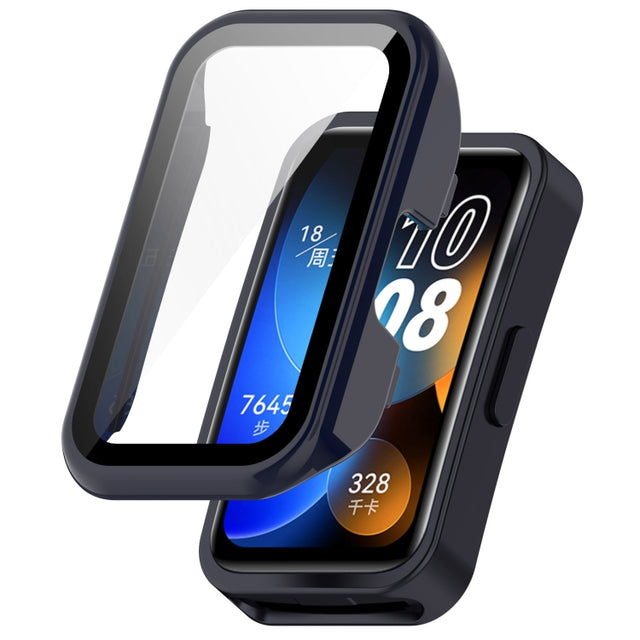 For Huawei Band 10 / 9 / 8 PC + Tempered Film Integrated Protective Watch Case(Ink Blue)