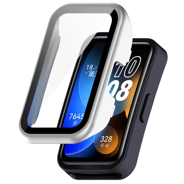 For Huawei Band 9 / 8 PC + Tempered Film Integrated Protective Watch Case(Matte Silver)