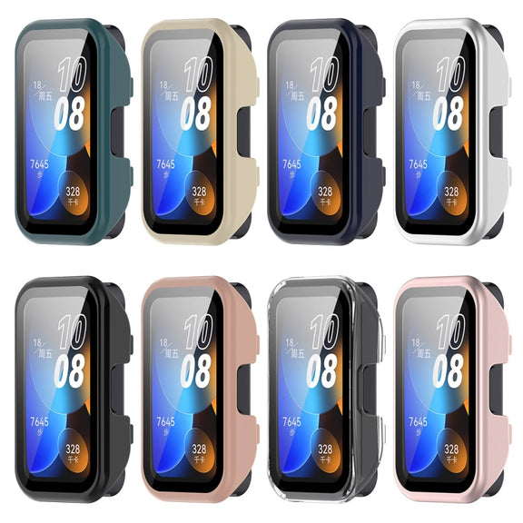 For Huawei Band 10 / 9 / 8 PC + Tempered Film Integrated Protective Watch Case(Pink)