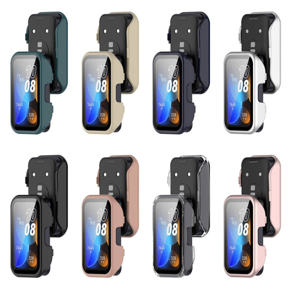 For Huawei Band 10 / 9 / 8 PC + Tempered Film Integrated Protective Watch Case(Transparent White)