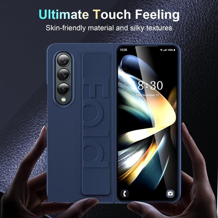For Samsung Galaxy Z Fold4 Silicone Wristband Holder Foldable Phone Case(Blue)