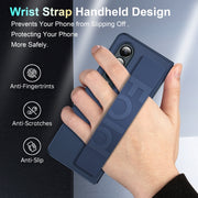 For Samsung Galaxy Z Fold4 Silicone Wristband Holder Foldable Phone Case(Blue)