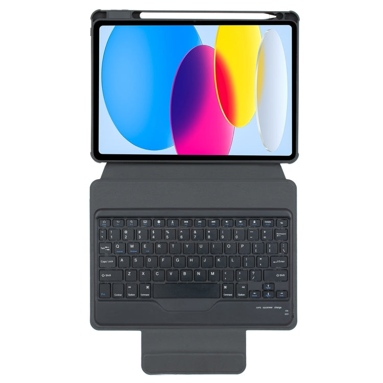 For iPad 10th Gen 10.9 2022 F10B 360 Rotation Acrylic Transparent Bluetooth Keyboard Leather Case(Black) - Universal by PMC TechLife | Online Shopping South Africa | PMC TechLife